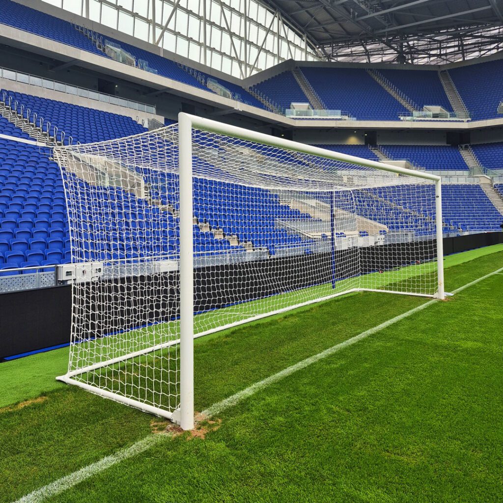 The goal assembled at the new Everton stadium