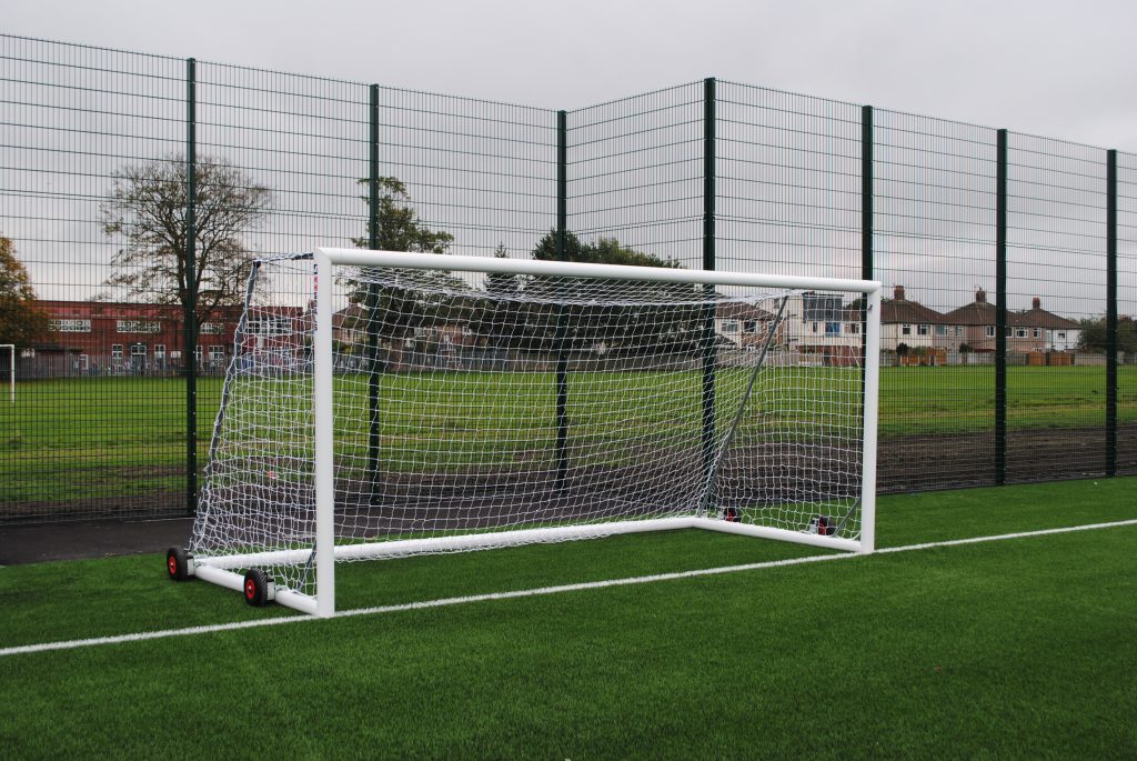 Selfweighted Wheeled 16x7 Football Goal Package: 9v9 Freestanding Aluminium